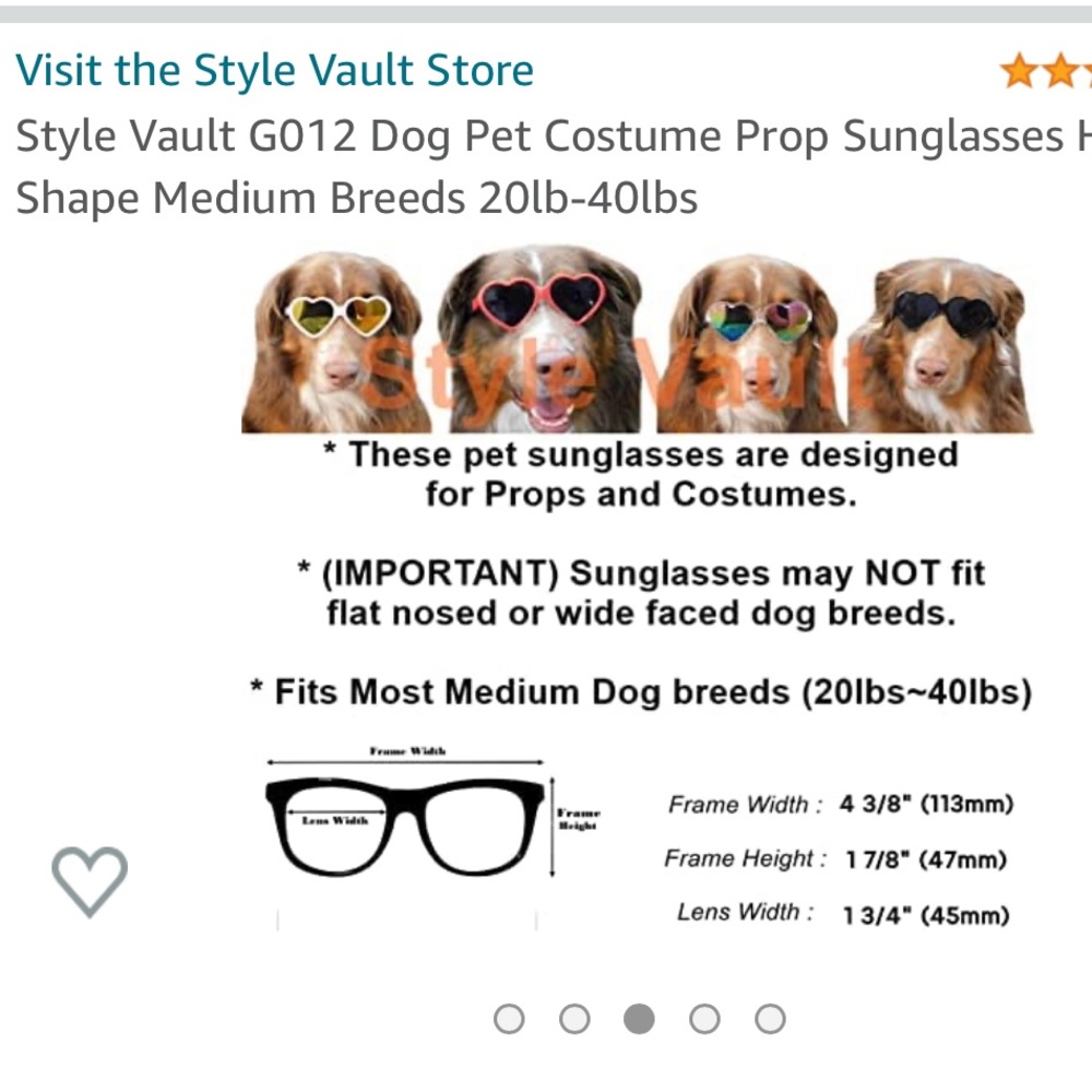 ✨NEW Heart Shaped Dog Sunglasses - Picture 4 of 6